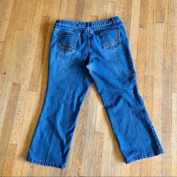 Christopher Banks Blue Straight Leg Rhinestone Pockets Ankle Jeans 16 Short - Picture 10 of 10